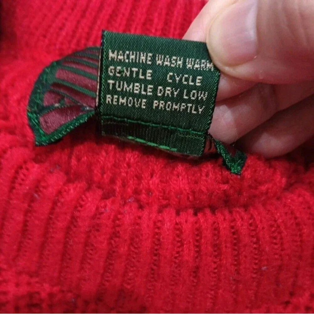 VTG High Sierra Mervyn's Pullover Sweater Size Md Red Heavy Cotton Crewneck EUC